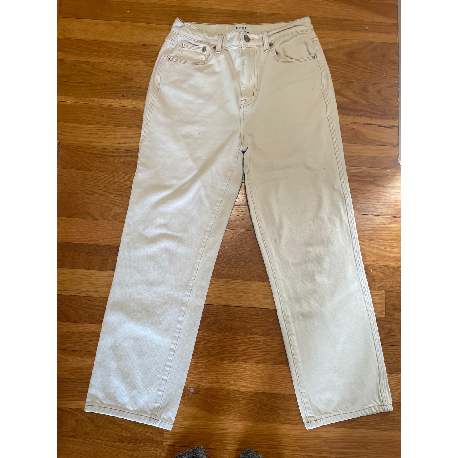 Pistola Jeans Womens Size 26 Cream Cassie Super High Rise Straight Cropped Euc
